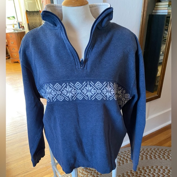 Vintage Y2K 90s Blue 100% cotton quarter zip knit sweater. Size L. - Picture 4 of 12
